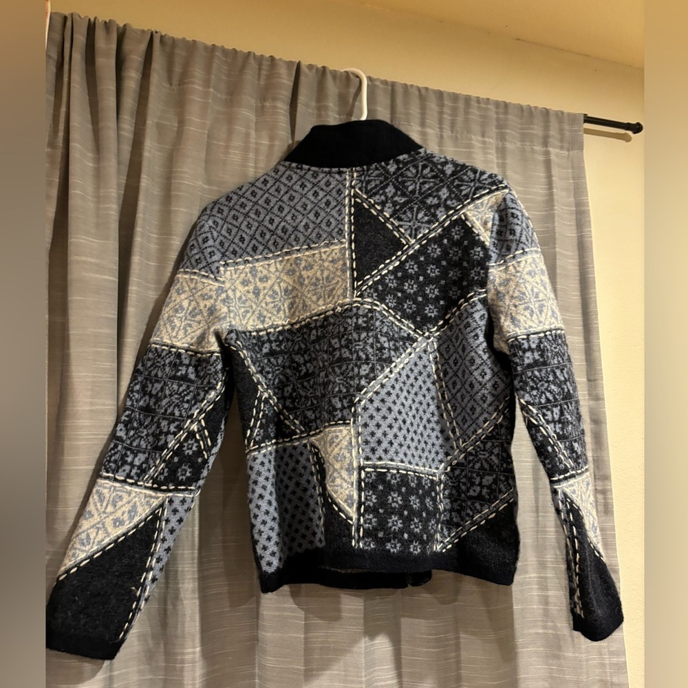 Vintage Patchwork Wool Talbots Zip Up Women's Size Large - Picture 3 of 6